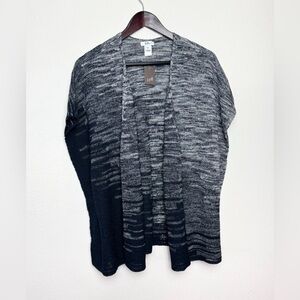 Pure J Jill Women Poncho Blue Gray Oversized Knit Pullover Kimono Style Sweater